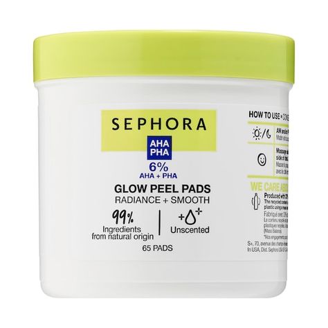 Glow Peel Pads with AHA + PHA - SEPHORA COLLECTION | Sephora Oily Skincare, Exfoliating Pads, Face Peel, Peel Pads, Peeling Mask, Reduce Pores, Facial Peel, Sephora Beauty, Oily Skin Care