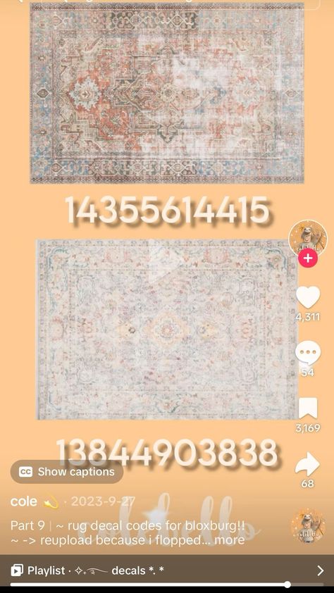 bloxburgdecalcodes berryavecodes Berry Ave Codes Pictures Rugs, Rug Decals Berry Ave, Berry Avenue Decal Codes Rugs, Carpet Codes Berry Ave, Rug Codes For Berry Ave, Berry Avenue Rug Codes, Berry Avenue Codes Rugs, Roblox Rug Decal Codes, Bloxburg Rug