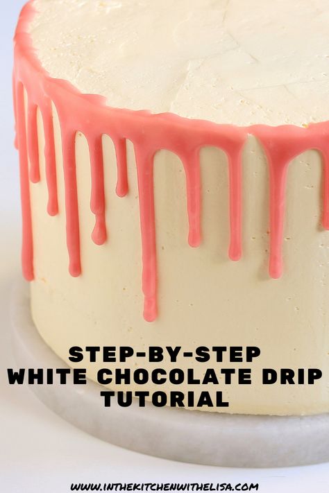 Painting On Cakes, Chocolate Drizzle Cake, Drip Cake Tutorial, White Chocolate Drip, Drip Cake Recipes, Chocolate Glaze Recipes, Cake Receipe, Best White Chocolate, Cake Preparation