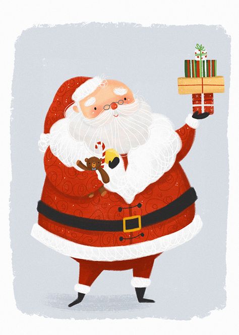 Children's Illustration on Behance Market Illustration, Santa Illustration, Kids Clip Art, Santa Art, Naive Illustration, Illustration Kids, Christmas Illustrations, Illustration Agency, Childrens Christmas