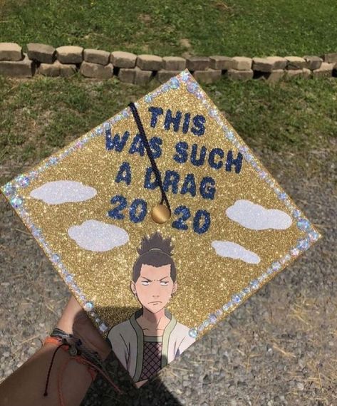 Anime Cap Ideas For Graduation, Naruto Graduation Cap Ideas, Graduation Cap Anime Designs, Anime Cap Decoration Graduation, Cap Decoration Graduation Anime, Undergrad Photoshoot, Naruto Graduation Cap, Anime Graduation Cap Designs, Anime Grad Cap