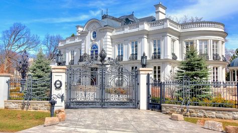 Slide #1 Gated Mansion, Mansion Exterior, House Fence Design, Duplex Design, Classic House Exterior, Classic House Design, Luxury Closets Design, Fancy Houses, House Outside Design