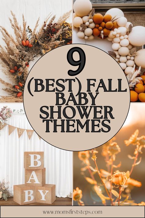 Looking for the perfect fall baby shower theme? Link to article with the 9 best fall baby shower ideas to inspire you to plan the perfect fall baby shower. Perfect for expectant moms looking for fall baby shower ideas and wanting to find the perfect autumn baby shower theme! Baby Shower Ideas Pumpkin Theme, Baby Boy Fall Baby Shower Ideas, Thankful Baby Shower Theme, Neutral Fall Baby Shower Ideas, Fall Themed Baby Shower Ideas Boys, Autumn Baby Shower Theme, Boho Fall Baby Shower Ideas, Fall Baby Shower Themes For Boys, Fall Boy Baby Shower Ideas