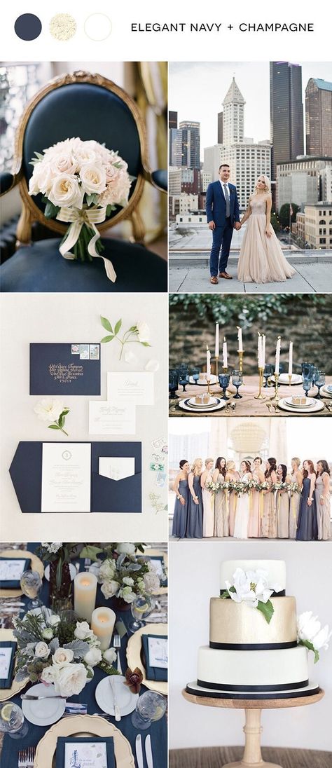 Let's dream in color. Wedding and Event Color Inspiration. Champagne Color Scheme, Navy Champagne Wedding, Champagne Color Palette, Champagne Wedding Colors, Wedding Wallpaper, Wedding Dress Champagne, Wedding Blue, Wedding Cakes Vintage, Luxe Wedding