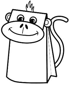 Paper Bag Monkey, Puppet Template, Puppet Stage, Bag Puppet, Farm Animals Activities, Monkey Puppet, Photo Video App, Curious George Party, The Twits