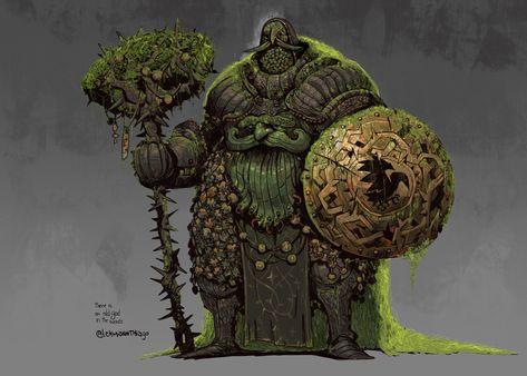 Dnd Green, Forest Knight, Half Giant, Thiago Lehmann, Dnd Enemies, Mork Borg, Forest King, Green Knight, Propaganda Art