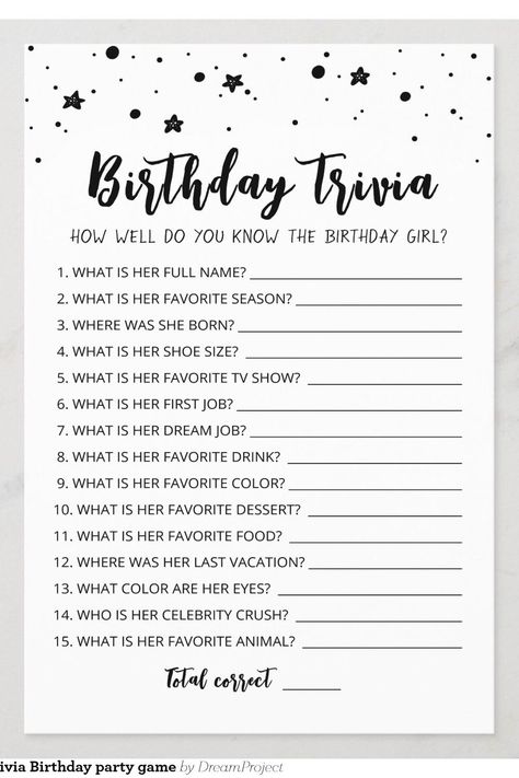 Editable Birthday trivia Birthday party game Activities For Birthday Party Adults, 80 Birthday Party Games, Games For 80th Birthday Party Fun, Birthday Trivia Games Free Printable, 18th Birthday Games Ideas, 13th Birthday Party Activities, Fun Birthday Game Ideas, Fun Birthday Games For Teens, Birthday Brunch Games