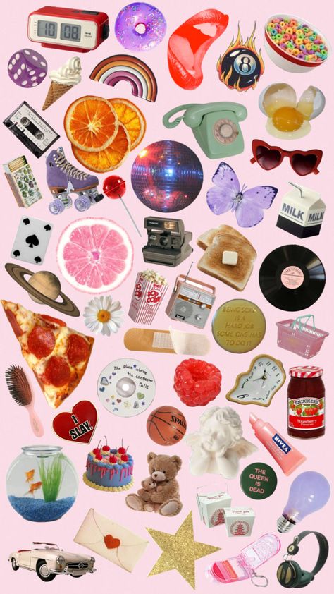 Vsco Collage, Collage Photos Aesthetic, Collage Cutouts Aesthetic, Digital Scrapbook Background, Y2k Collage Aesthetic, Cute Collages, Shuffles Aesthetic, Colorful Collage, Phone Collage