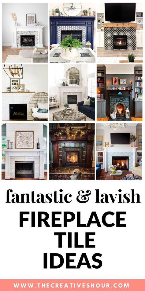 Explore stunning fireplace tile ideas for 2023, from modern farmhouse fire surrounds to sleek black and white designs. Discover outdoor gas and electric fireplaces, small space solutions, and modern floor-to-ceiling tile inspiration with white mantels. Transform your home with these contemporary fireplace designs. Fireplace With Tiles Surround, Black And White Tiles Fireplace, Subway Tile On Fireplace, Tiled Gas Fireplace, Trendy Fireplace Ideas, Fireplace Tiles Ideas Fire Surround, White Fireplace Tile, Fireplace Tile Surround Ideas, Fireplace Tile Ideas Modern