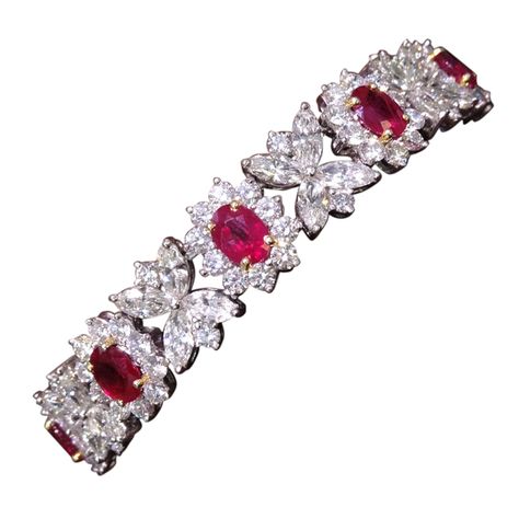 Classic Ruby and Diamond Bracelet | From a unique collection of vintage more bracelets at https://www.1stdibs.com/jewelry/bracelets/more-bracelets/ Ruby Bangles, Titanic Jewelry, Ruby Bracelet, Emerald Bracelet, Aquamarine Jewelry, Royal Jewels, Ruby Jewelry, Diamond Bangle, Bracelets Jewelry