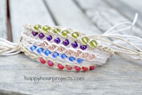 Bridge Craft, Hemp Bracelet Diy, Hemp Bracelet Patterns, Bracelet Thread, Diy Fashion Projects, Bracelets Easy, Hemp Bracelet, Diy Bracelets Tutorials, Hemp Bracelets