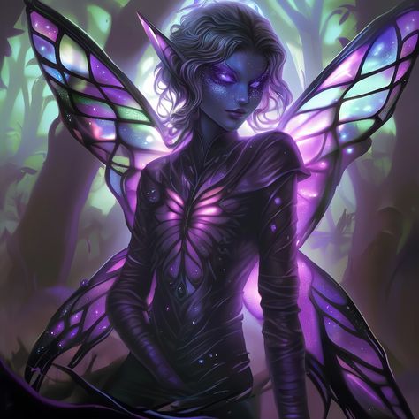 Arch Fey Dnd, Fairy Sorcerer, Evil Fey Art, Evil Fey Dnd, Fairy Wizard Dnd, Dark Fairy Character Design, Undead Fairy, Evil Faerie, Merry Gentry