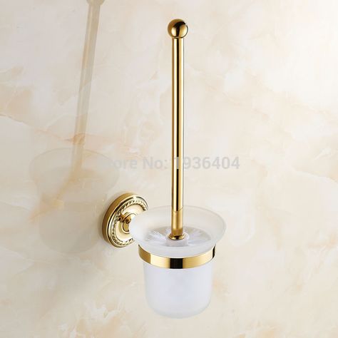 Golden Finish Bathroom Accessory Toilet Brush Holder Cleaning Brush wall mounte with Ceramic Cup Holder TH501 Brass Hardware Bathroom, Accessory Wall, Brass Toilet, Ceramic Toilet, Luxury Toilet, Toilet Brush Holder, Toilet Bowl Brush, Brush Holders, Finished Bathrooms