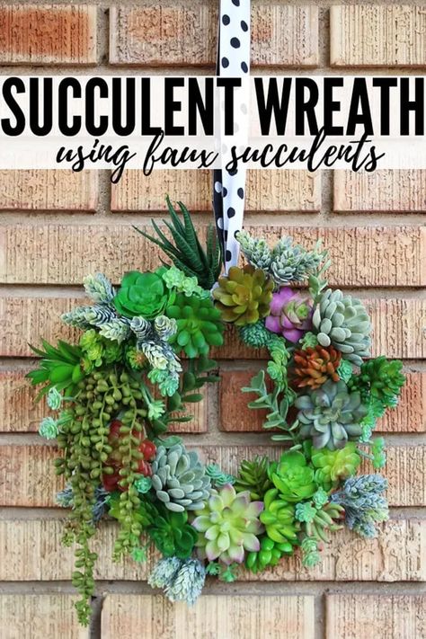 Faux Succulent Wreath Diy, Succulents Wreath, Faux Succulent Wreath, Succulent Wreath Diy, Homemade Wreaths, Wreath Project, Succulent Centerpieces, Garden Vines, Succulent Wreath