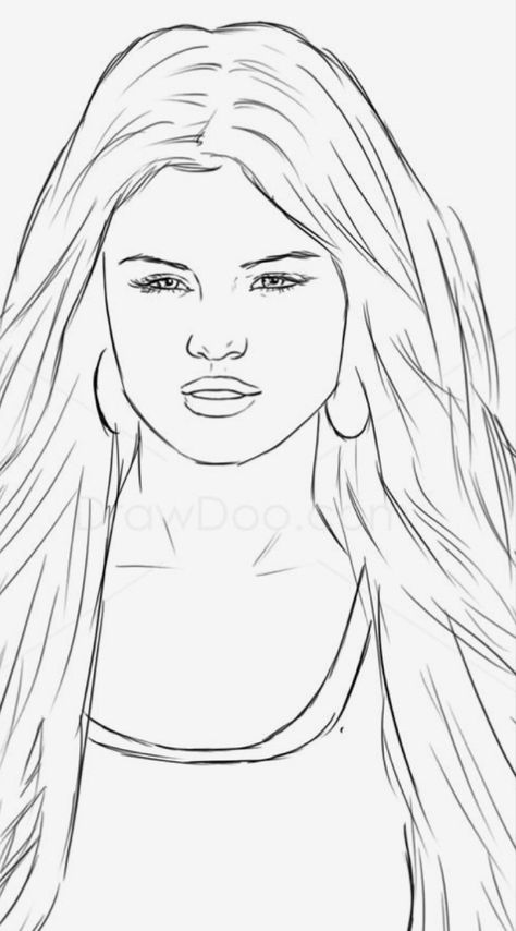 How To Draw Selena Gomez, Selena Gomez Drawing Cartoon, Selena Gomez Sketch, Drawing Selena Gomez, Selena Gomez Eyes, Selena Gomez Drawing, Cartoon Art Drawing, People Coloring Pages, Face Outline