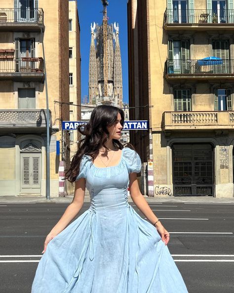 Cinderella but instead of a castle she lives in Sagrada Familia 🩵 Castle Outfit, Cinderella Inspired Dress, Aurora Dress, A Castle, Pretty Clothes, Inspired Dress, Pretty Outfits, Sundress, Cinderella