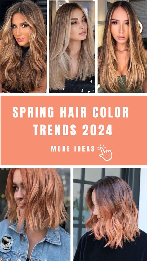 Spring Hair Color Trends 2024 Spring Hair Color Trends 2024, Color Trends 2024, Spring Hair Color Trends, New Hair Color Trends, Shaggy Bob Hairstyles, Hot Hair Colors, Blonde Tones, Spring Hair Color, Spring Breeze