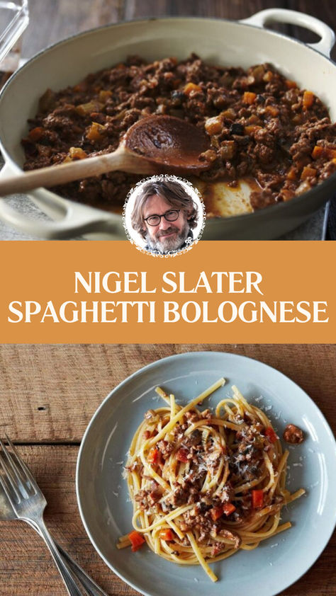 Nigel Slater Spaghetti Bolognese Ground Beef And Tomatoes, Jamie Oliver Spaghetti Bolognese, Pasta Ground Beef, Nigel Slater, Cozy Dinner, Parmesan Pasta, Chefs Table, Spaghetti Bolognese, Pantry Staples