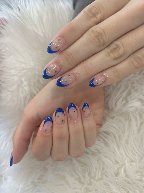 Royal Blue French Tips, Royal Blue French Tip Nails, Blue French Tip, Royal Blue Nails, Blue French Tips, Blue French, Dots Nails, French Tips, Dream Nails