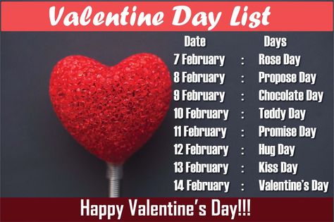 Valentine Day Week List, Valentine's Day List, What Is Valentines Day, What Is Valentine, Valentines Day Sayings, Day Before Valentines Day, Selamat Hari Valentine, Valentine Week, What Day Is Today