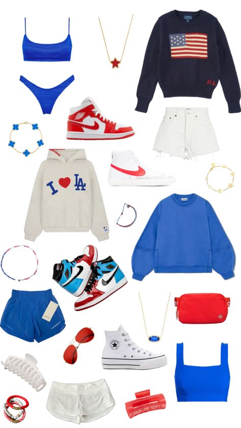 4th Of July Aesthetic Outfits, Blue Out Football Game Outfit, 4th Outfits, Football Game Outfit Highschool, Girly Gifts Ideas, Bloxburg Hacks, Summer Vision, Dream Ideas, July Outfits