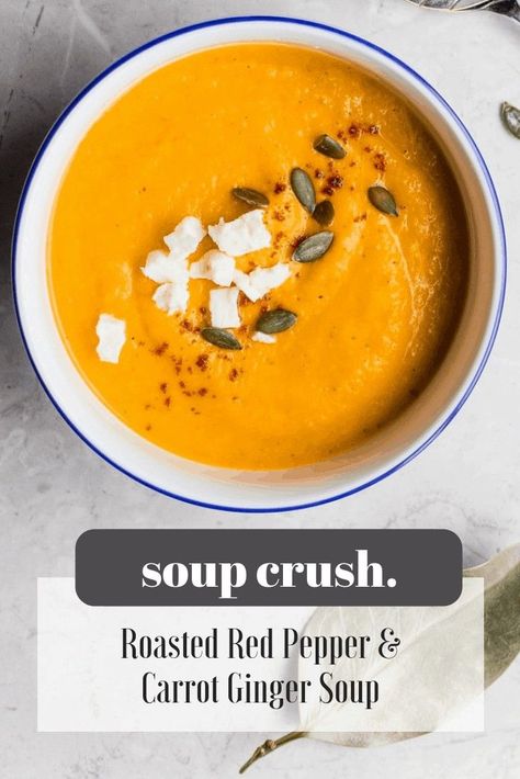 Pumpkin Curry Soup, Soup With Carrots, Carrot Ginger Soup Recipe, Superfood Soup, Healing Soup, Fat Burning Soup, Roasted Red Pepper Soup, Carrot Ginger Soup, Red Pepper Soup