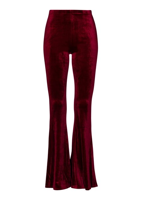 Hslot Outfits, 70's Aesthetic, Velvet Bell Bottoms, Deep Red Velvet, Body Decor, Velvet Flare Pants, Burgundy Outfit, Red Flare, Velvet Flares