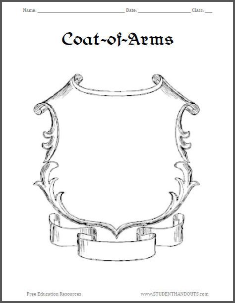 Here is an assortment of free printable coats-of-arms templates which students can customize while learning about life during the European Middle Ages. Cost Of Arms Project, Coat Of Arms Template Free Printable, Coat Of Arms Template, Family Crest Template, Template Cc, Medieval Coat, Shield Template, Writing Paper Template, Homeschool History