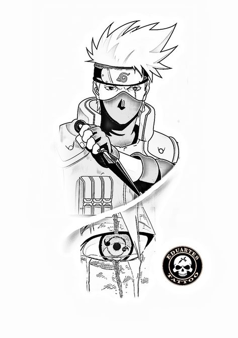 Kakashi Tattoo, Blue Butterfly Tattoo, Samurai Tattoo Design, Lion Head Tattoos, Naruto Tattoo, Android Wallpaper Art, Naruto Sketch, Chest Tattoo Men, Samurai Tattoo