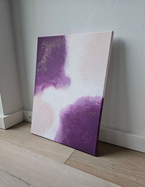 Glitter On Canvas, College Room Decor, Purple Painting, Pink Abstract Art, Abstract Art Canvas, Purple Canvas, Violet Rose, College Room, Art Canvas Painting