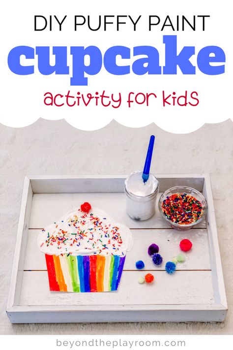 Cupcake Crafts, November Crafts, St Patricks Day Crafts For Kids, Cupcake Art, Puffy Paint, Preschool Art Activities, Full Disclosure, St Patrick's Day Crafts, Mothers Day Crafts For Kids