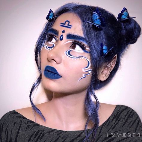 Hira Ayub Sheikh on Instagram: “♎️ LIBRA ♎️ .  SEPTEMBER 23- OCTOBER 22 . . Zodiac Series: 11/12. . About Libra: . ☑️Thoughtful. ☑️Sincere. ☑️Idealistic. ☑️Sweet.…” Libra Makeup Looks, Libra Makeup, Libra September, Sfx Makeup, Costume Design, Carnival Face Paint, Makeup Looks, Make Up, Halloween