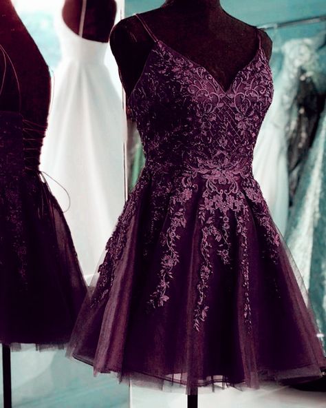 Short Dark Purple Dress Formal, Dark Purple Dresses Short, Dark Purple Formal Dress Short, Dark Purple Dress Short Casual, Dark Purple Ball Gown Short, Purple Mini Dress For Cocktail & Prom Season, Purple Dress Short, Deep Purple Dress, Purple Formal Dress