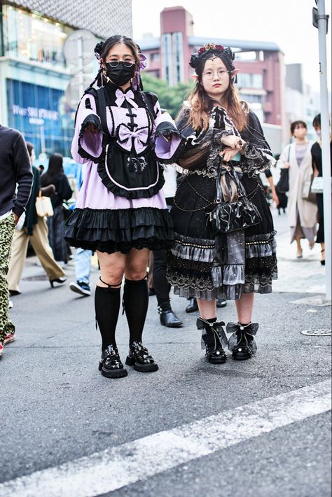 goth, lolita, tokyo, streetwear, street fashion, harajuku, cute, kawaii, outfit inspo, cosplay , japan fashion Gothic Harajuku Streetwear, Goth Harajuku Street Styles, Harakuju Fashion, Tokyo Streetwear, Harajuku Street Style, Goth Harajuku, Gothic Harajuku, Kawaii Outfit, Tokyo Street Fashion