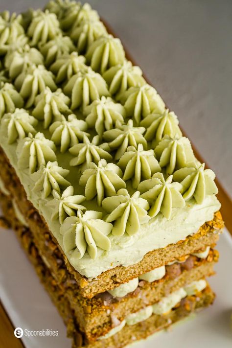 Pistachio Tiramisu Cake is a layered sponge cake recipe filled with pistachio whipped mascarpone cream and brought to life with aromatic cardamom syrup that is homage to Italian desserts and Persian flavors. A creamy, nutty, and sweet dessert, this beautiful cake is layered with sophisticated yet comforting flavors. Learn the simple 4 step process of how to make Pistachio Tiramisu Cake. #tiramisu #pistachio #pistachiocake #tiramisucake #cakedecorating #italiandessert #persiandessert Pistachio Mascarpone Cream, Matcha Pistachio Cake, Christmas Pistachio Dessert, Desserts With Pistachio Cream, Beautiful Dessert Recipes, Desserts With Pistachios, Pistachio Cream Dessert, Pistachio Cream Recipe, Pistachio Dessert Recipes