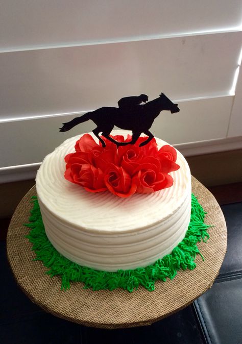 Race Horse themed Happy Birthday Cake Horse Cake Ideas For Adults, Derby Cake Ideas, Derby Cake, Kentucky Derby Cake Ideas, Kentucky Derby Cake, Kentucky Derby Birthday, Kentucky Derby Theme, Racing Cake, Kentucky Derby Food