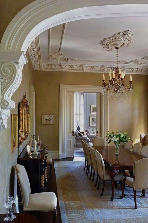 Greek Dining Room, Hotel Room Decoration, Formal Dining Room Sets, Gold Dining Room, Dining Room French, Luxury Hotel Room, Forsyth Park, Elegant Dining Room, Architecture Interiors