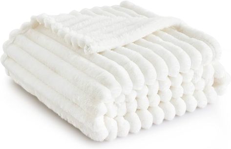 Bedsure Super Soft Throw Blanket, Room Decor Fleece Blankets, Fuzzy Fluffy Plush Flannel Home Decor Blanket for Couch, Bed, Sofa, Decorative Throw Blankets Gifts, 50x60 Inches, Stripe Textured : Amazon.ca: Home Small Blanket, White Throw Blanket, Fuzzy Blanket, White Throw, White Throws, Blanket For Couch, Small Blankets, White Fleece, Cooling Blanket