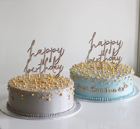 Small 60th Birthday Cake, Birthday Cake For Women Elegant, Golden Birthday Cakes, Eid Cake, Small Birthday Cakes, Dad Birthday Cakes, Pearl Cake, Cake Decorating Icing, 60th Birthday Cakes