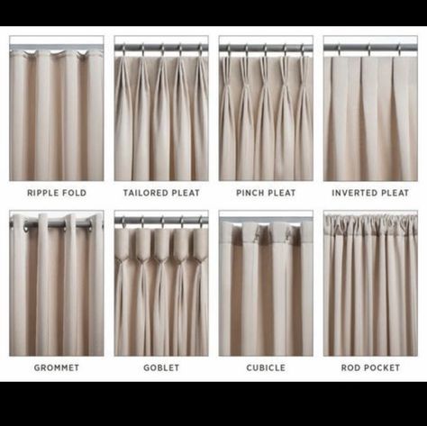 Types Of Curtain Pleats, Modern Window Treatments Living Room, Curtain Pleats, French Pleat Drapery, French Pleat Curtains, Modern Draperies, Living Room Draperies, Curtains Living Room Modern, Modern Window Treatments