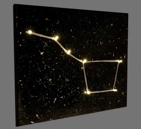 Light-Up Constellation Canvas | Fun Family Crafts Diy Constellation, Constellation Craft, Presente Diy, Arts And Crafts For Teens, Diy Crafts For Teens, Arts And Crafts Furniture, Easy Arts And Crafts, Art And Craft Videos, Kindergarten Crafts