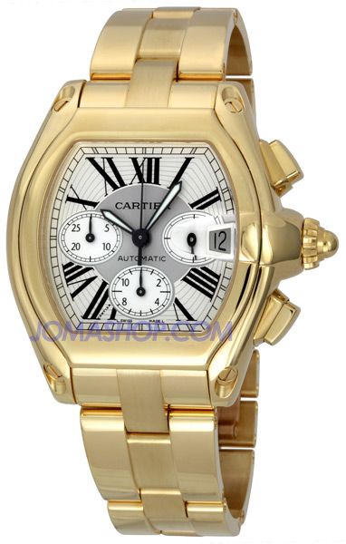 Cartier Roadster —18k yellow —If it looks familiar it might be because Dr.Phil currently wears one every day :) Gold Cartier Watch, Rolex Daytona Gold, Cartier Watches Mens, Cartier Roadster, Cartier Panthere, Cartier Men, Cartier Santos, Gold Watch Men, Cartier Watch