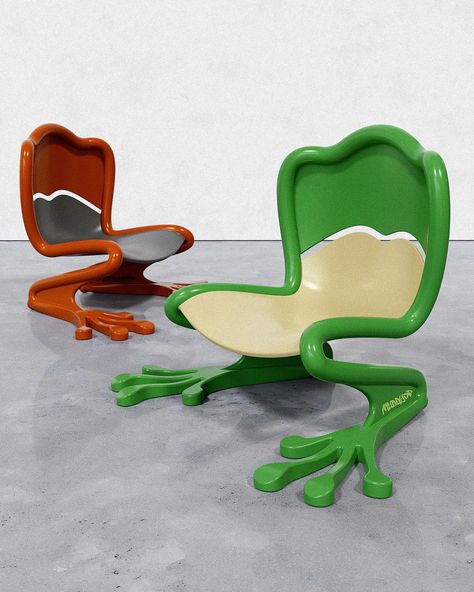 I’m not an | frog chair / 2024 🐸💤 furniture - sculpture art green & dark orange ver #furnituredesigner #furnitureartist #furnitureart #furnituremaker #… | Instagram Frog Furniture, Frog Chair, Furniture Sculpture, Mushroom Chair, Cursed Stuff, Weird Furniture, Design Club, Clay Work, Learning Graphic Design