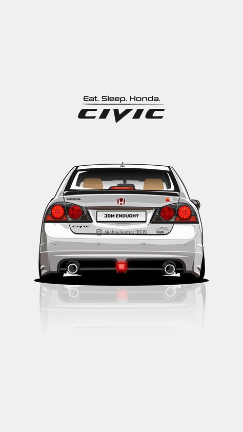 Eat Sleep Honda Repeat! Honda Civic Sport Wallpaper, Civic Car Wallpaper, Civic Aesthetic, Honda Civic Type R Drawing, Honda Civic Wallpaper, Honda Civic Aesthetic, Honda Fd Type R Wallpaper, Honda Civic Art, Honda Civic Illustration