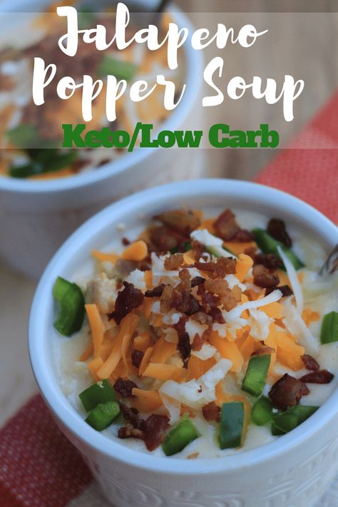 This delicious Keto Jalapeno Popper Soup can be made in the Instant Pot or Crockpot. The creamy base of this soup is loaded with cheese, chicken, and jalapeno, making it a perfect low-carb meal. #keto #ketorecipes #lowcarb #lowcarbrecipes #lowcarbsoup #ketosoup Jalapeno Popper Chicken Soup, Keto Jalapeno Popper Chicken, Popper Soup, Keto Jalapeno, Kasey Trenum, Chicken Poppers, Keto Soups, Popper Chicken, Low Carb Soup Recipes