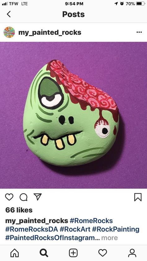 Zombie Painted Rocks, Zombie Rock Painting, Monster Rocks, Painted Rock Cactus, Bricolage Halloween, Hallowen Ideas, Halloween Rocks, Painted Rocks Kids, Painted Rocks Craft