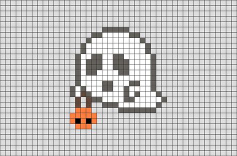 Ghost Pixel Art from BrikBook.com #Ghost #Spirit #Scary #Halloween #pixel #pixelart #8bit Shop more designs at http://www.brikbook.com Small Ghost Cross Stitch, Easy Pixel Art Black And White, Ghost Perler Bead Patterns, Acnh Halloween Designs, Scary Pixel Art, Pixel Art Ghost, Small Pixel Art Ideas, Animal Crossing Pixel Art, Ghost Pixel Art