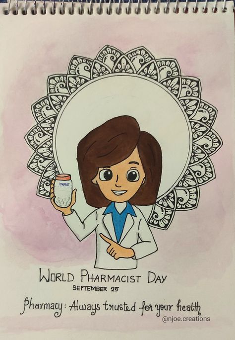 Pharmacist Drawing, Pharmacist Day, World Pharmacist Day, Mandala Illustration, Mandala Drawing, Pharmacist, Mandala Art, Pharmacy, Art Drawing