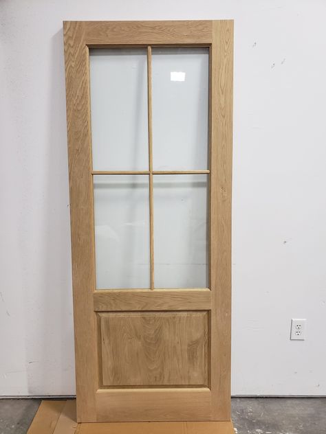 "Made from beautiful white oak. Glass can be frosted or clear. Frosted glass is an up charge of $115.  Other glass such as rain glass available as well. Price is for a single door. Finished door thickness is standard 1 3/8\". Shipping is done with freight and any order of the door over 8 feet will be an additional charge for shipping. I usually reply within an hour of messaging and accommodate any different customized order. The shop is located in Auburn, Ga and we welcome any local walk ins as Pocket Door With Glass Panels, Cottage Pantry, Mandir Door, Interior Doors With Glass Panels, Interior Glass Door, Frosted Glass Pantry Door, Glass Pocket Door, Single French Door, Oak French Doors