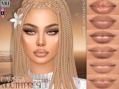 The Sims Resource - [Patreon] Carissa Mouth Preset N18 Sims 4 Face Makeup Cc, Oval Lips, Realistic Sims, Sims 4 Afro Hair, Female Lips, Sims 4 Cheats, Sims 4 Cc Eyes, Sims 4 Tsr, Sims 4 Cc Makeup